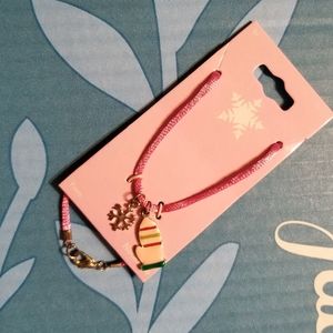 SALE! Pink Mitten and Snowflake Necklace